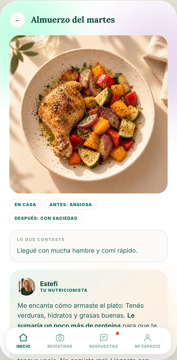 Devolución de Estefi sobre un plato